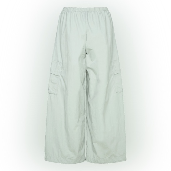 Adidas Light Gray Wide-Leg Cargo Pants Sage Parachute XS - Picture 5 of 14